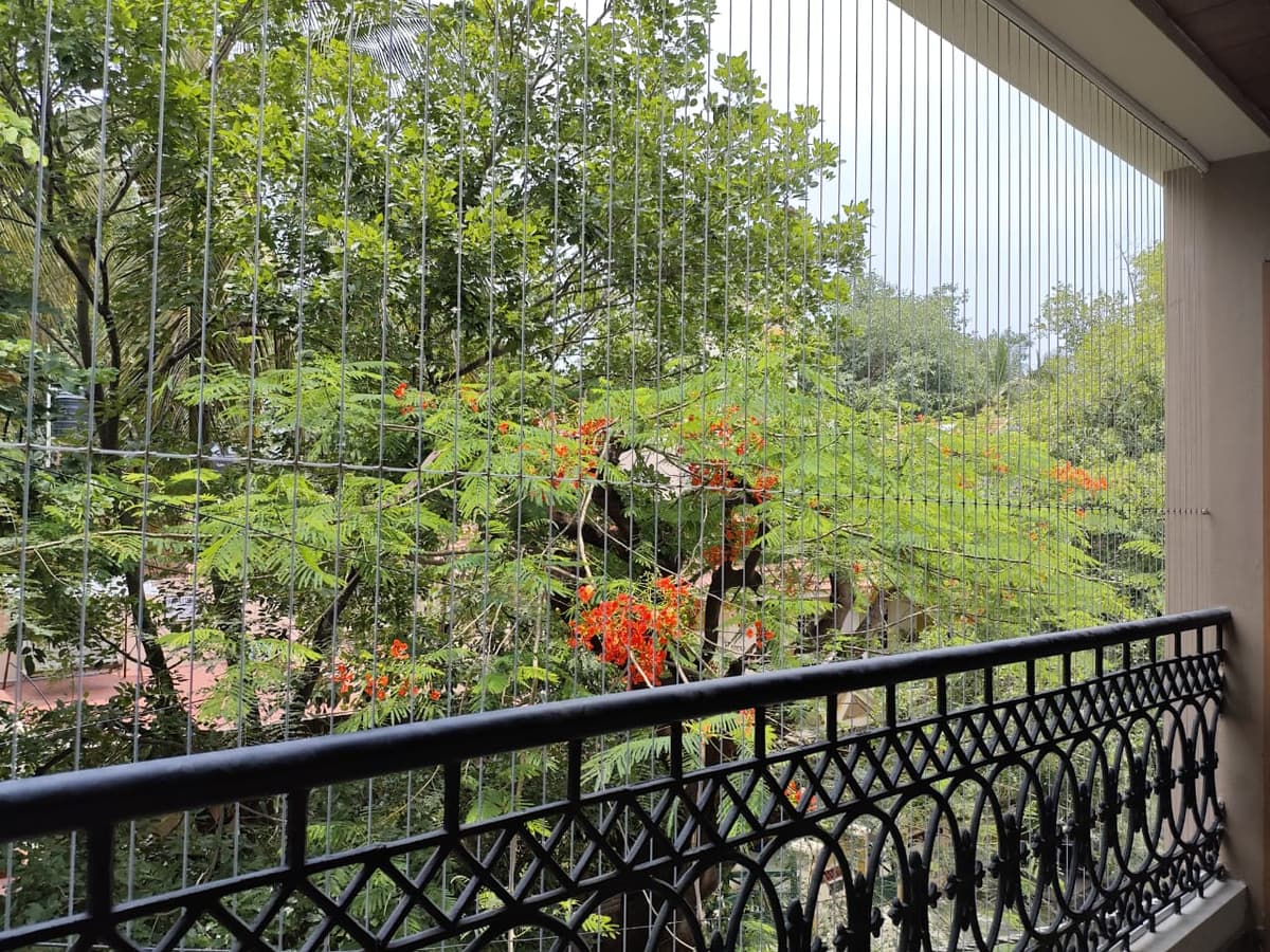 HD high-rise balcony invisible grill finish