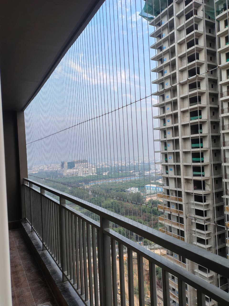 Close detail of balcony safety netting